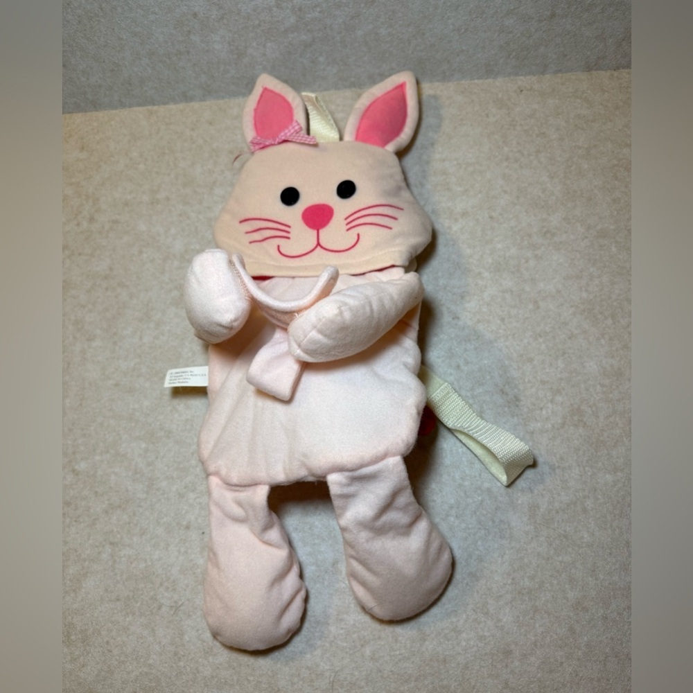 Vintage 2000's Mattel Miracle Moves Baby Doll Kids Pink Bunny Carrier Backpack
